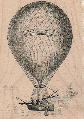 Steampunk Balloon 3 x 4'' Rubber Stamp, Steampunk Stamp