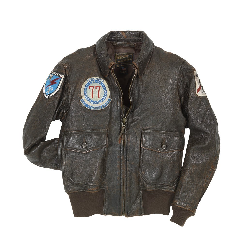 ジャケット・アウター GIOVI COCKPIT USA U.S.S. Ticonderoga G-1 Jacket Brown Z21H008 Made in