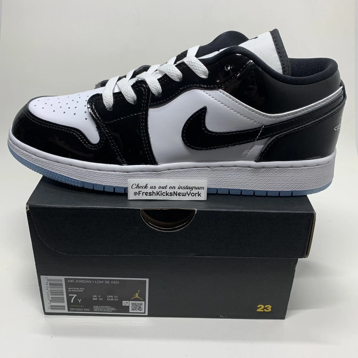 Jordan 1 Low Concord Grade School Size 7Y / 8.5 W New DV1309-100 White Black  GS | eBay