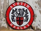 VINTAGE AUSTIN HEALEY PORCELAIN SIGN OLD 12" DEALERSHIP CAR SALES SERVICE GARAGE