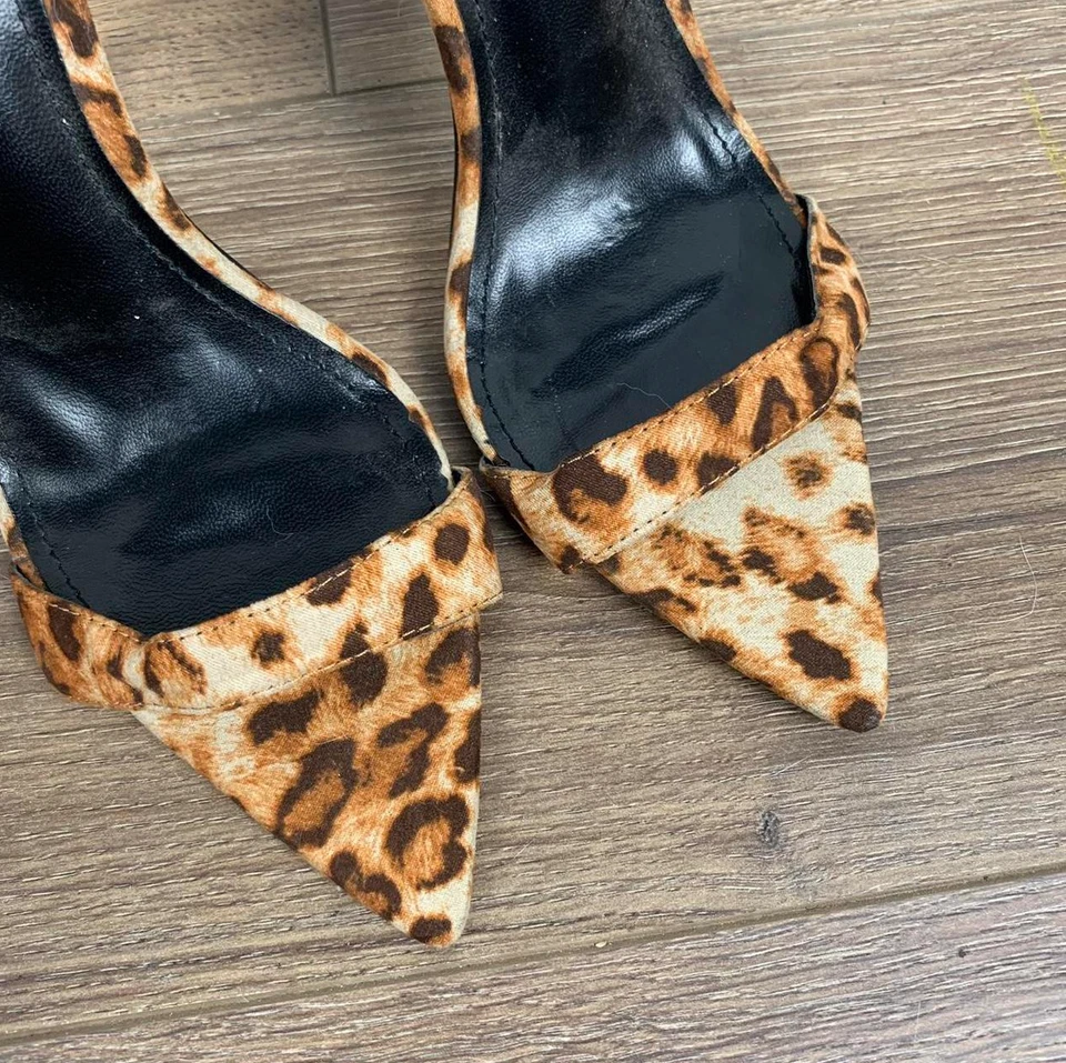 Para mujeres NUEVO Miss Lola Cheetah Leopardo Estampado Tirantes Hebilla Puntera Abierta Tacones, 7.5 Foto 4 de 4