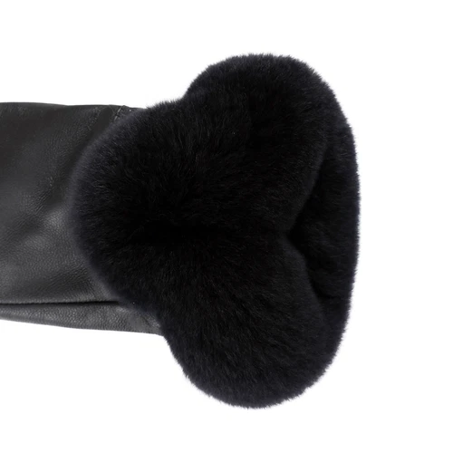 Women's Winter Genuine Leather Gloves Rex Rabbit Fur Warm Trim Cuff Velvet Lined - Picture 63 of 88
