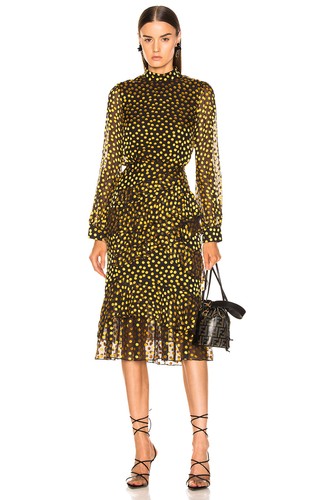 Jacquard ISA Ruffle Silk Dress 