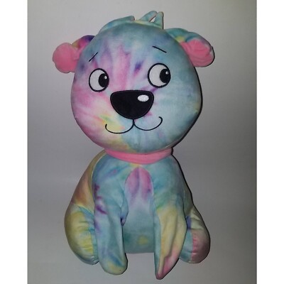 2 Scoops Pastel Tie Dye Puppy Dog Plush 14'' Stuffed Toy Squishy Pink Blue Yellow