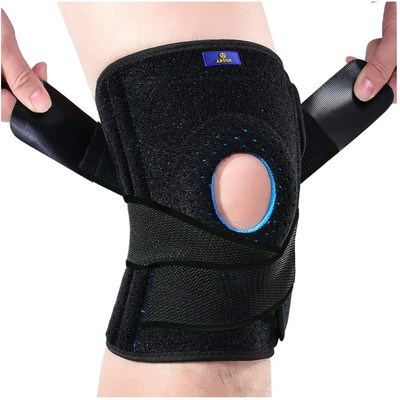 Knee Support Brace, Adjustable, Side Stabilizers, Gel Pads for Men Women