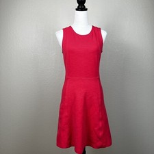 J. Crew Women Orange Red Melon Sleeveless A-Line Midi Dress size 4 Stretch