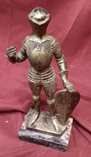 Medieval Knight Figurine on Marble Base   8" Resin Armor Decor