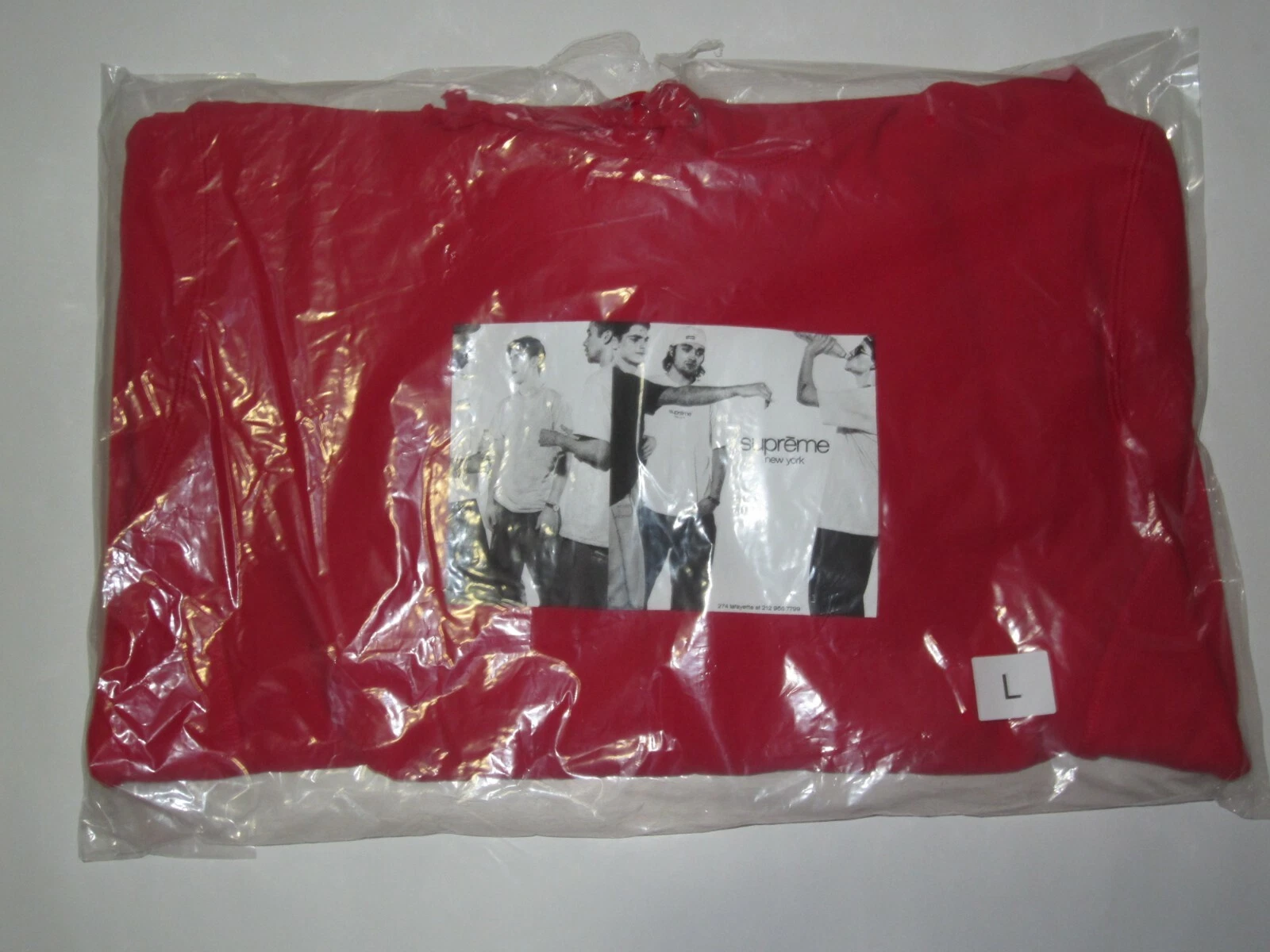 Sweats shirt à capuche publicitaire classique SUPREME NY ROUGE homme grand NEUF ! S/S 2019 BOGO