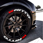 White Tire Lettering NITTO Sticker 1.06" 14"-22" With Racing Flag 8 Sets