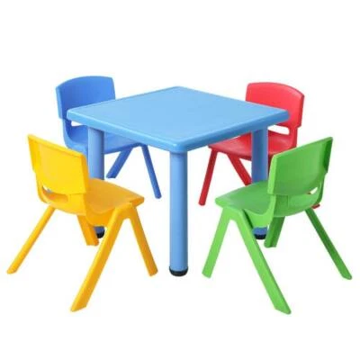 Keezi 5 Piece Kids Table And Chair Set Blue Toys Indoor