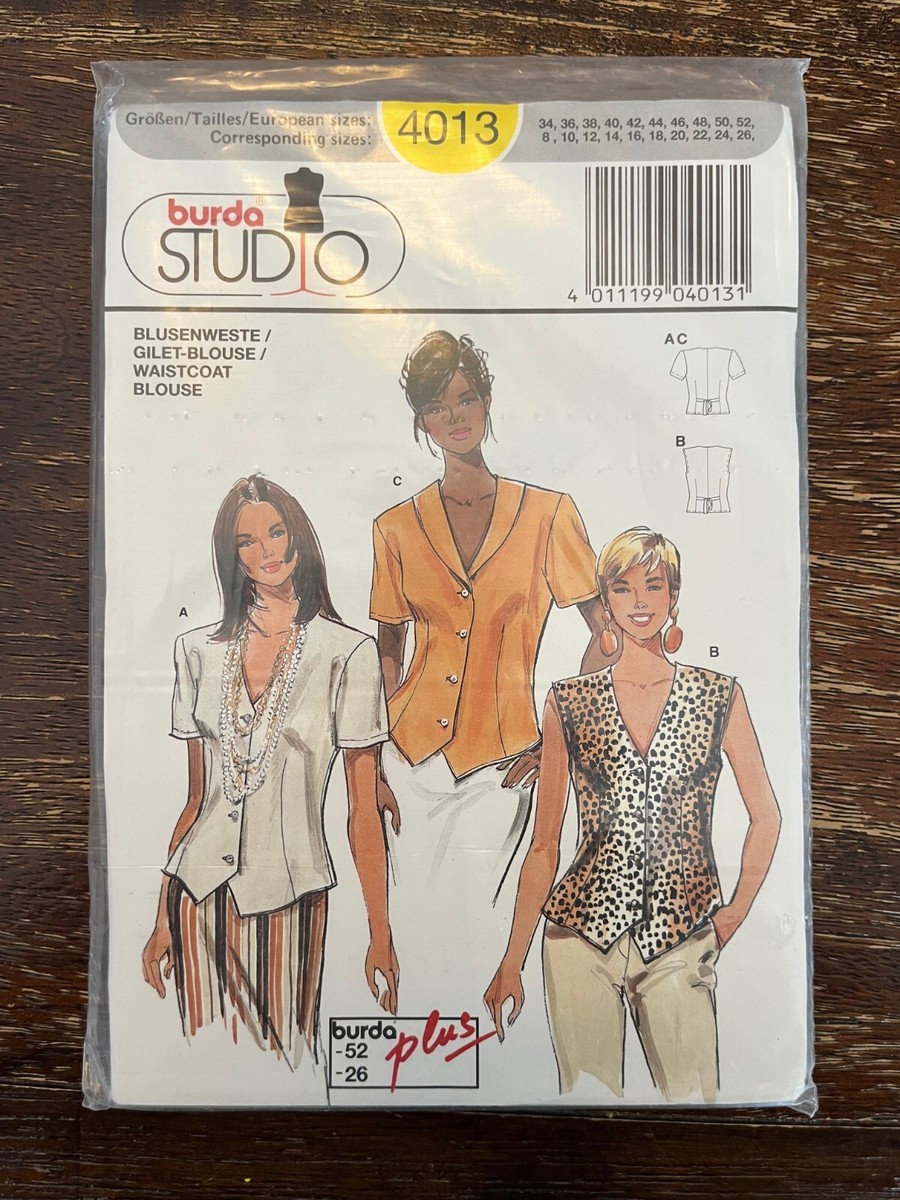 ~8/20発送 ☺️ Burda 4013 UNCUT Sewing Pattern, Misses' Waistcoat, Size 8-26 | eBay