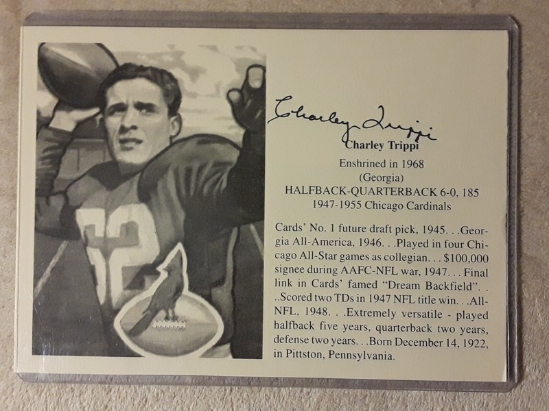 Charley Trippi Autographed/Signed 7x6 National Football League Hall Of Fame Rare