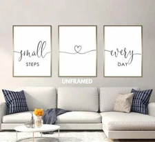 Small Steps Every Day, Set of 3 Prints, Minimalist Art, Home Wall Decor