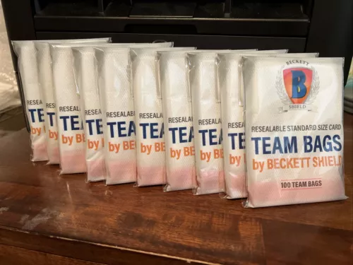 Beckett Shield Team Bags Resealable Sleeves 10 Packs of 100 - 1000 Total