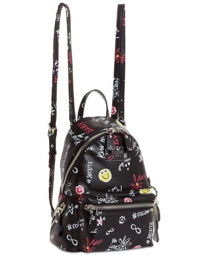 Black Printed Small Backpack FUN DESIGN 