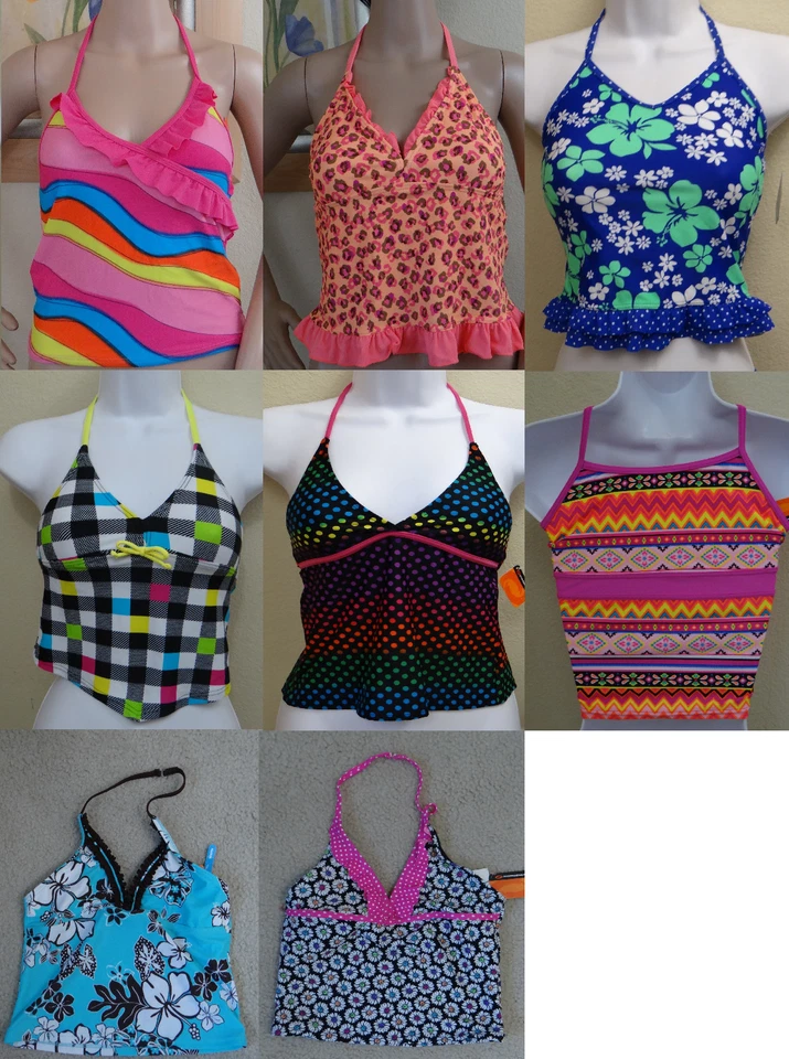 O'RAGEOUS animal/geo/squares/striped/polka dot swim tankini halter top,8-16 - Photo 1/1