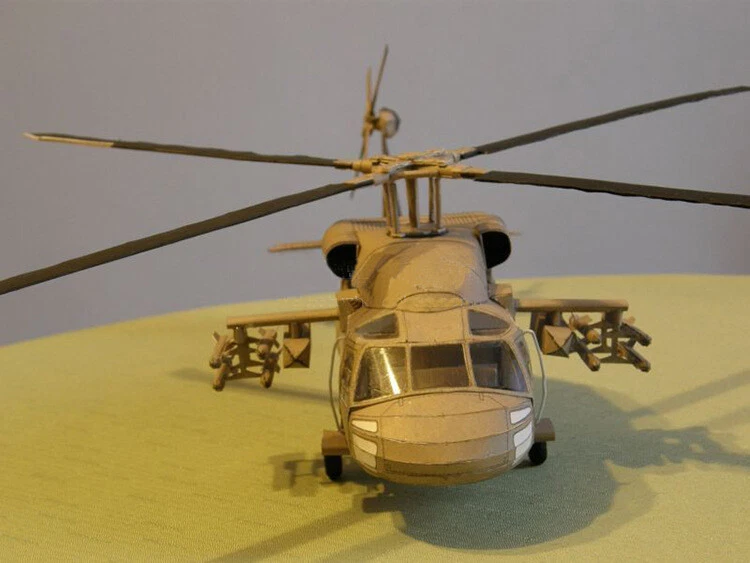 Hágalo usted mismo 1/33 Black Hawk UH-60 helicóptero utilitario modelo de papel 3D kit de rompecabezas militar Foto 4 de 4