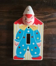 Vintage Originals by IRMI Painted Clown Wooden Light Switch Cover Plate 1960s