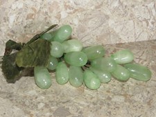 VTG Alabaster Marble Stone Green Grape Cluster Jade Leaves Wrapped Stem