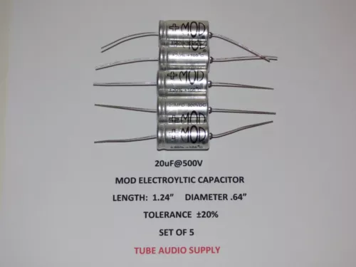 MOD Electrolytic capacitor  20uF@500volt axial SET OF 5