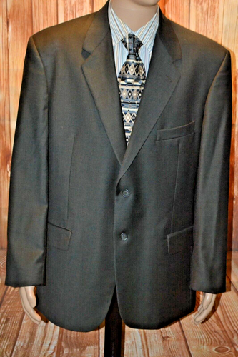 Stafford Executive Men Dark Gray Wool 2 Front Button Suit Sz 46R Wst 40x27 - Picture 3 of 21