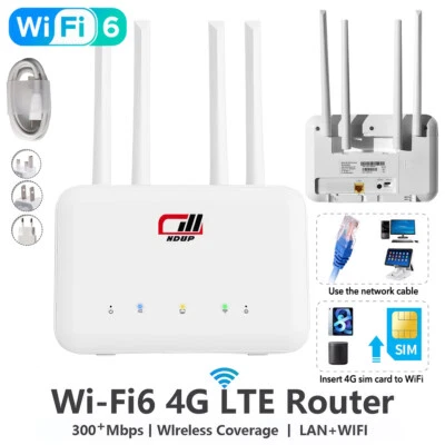 MARKENLOS 4G LTE WLAN Router Wireless WiFi6 300 Mbit/s CPE Router mit SIM Kartensteckplatz