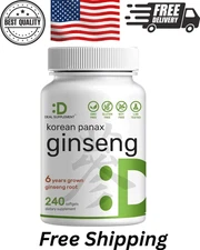 Korean Red Panax Ginseng Root 7500mg, 6 Years Grown gingseng root 240 Softgels
