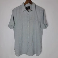BYLT Shirt Mens Large Vista Gray Button Down Short Sleeve Premium Basics Stretch
