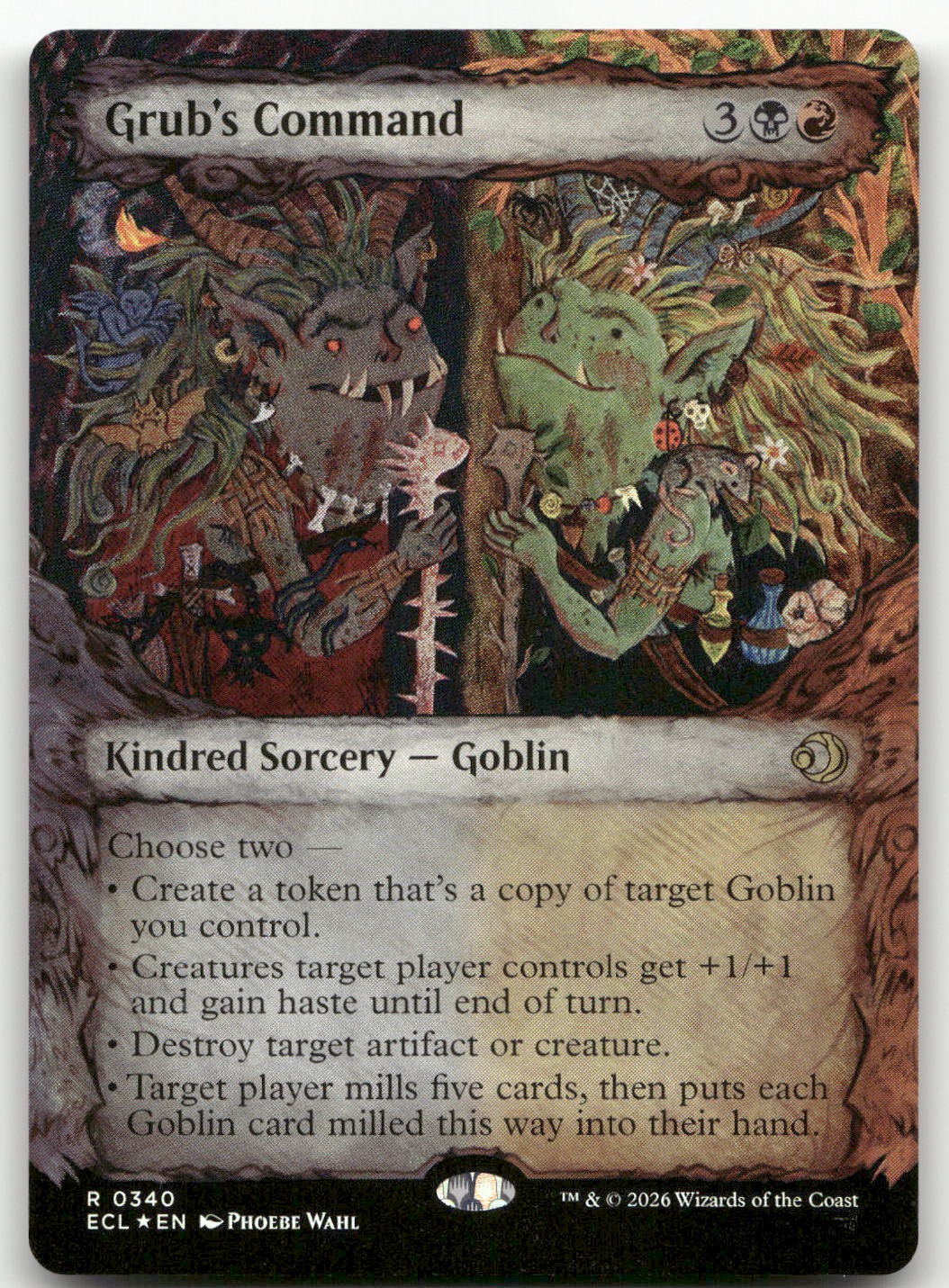 Grub's Command (Showcase) #340 (Foil) (NM) Lorwyn Eclipsed ECL Magic MTG