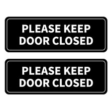 2PCS Please Keep Door Closed Sign for House, Self-Adhesive Black Keep Closed