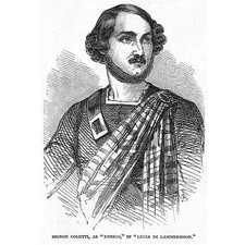 Signor Coletti Italian Opera Singer in Lucia di Lammermoor - Antique Print 1847