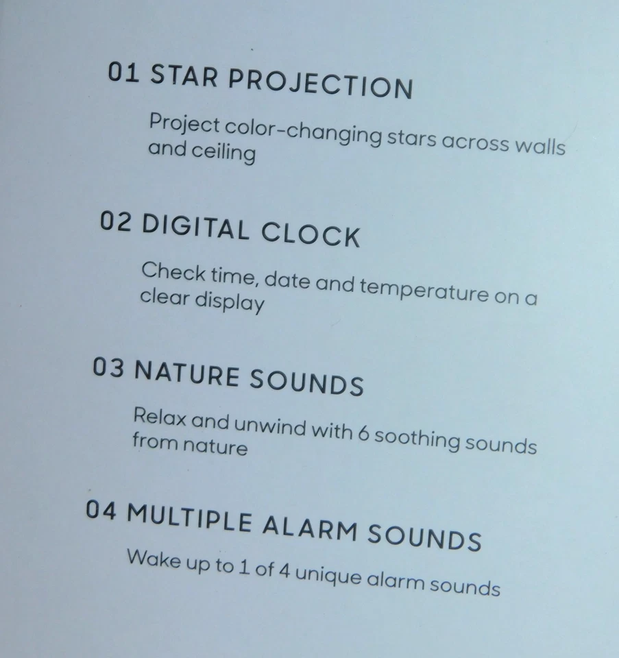 Alarm Clock w/ Star Projection Digital Clock Date & Time Nature Sounds Battery - Image 2 of 4