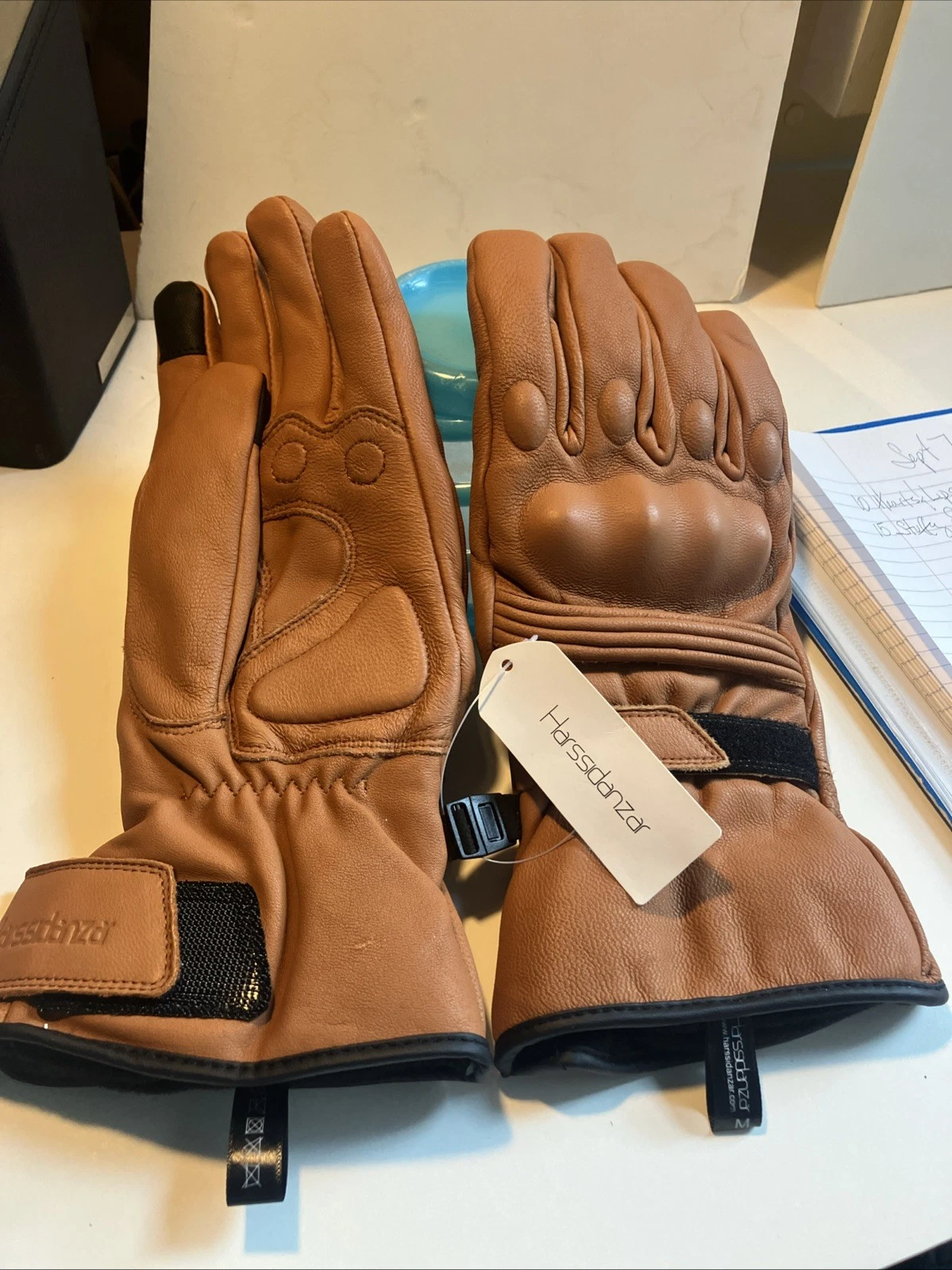 Mens Medium Motorcycle Gloves Real Leather Touchscreen Thermal Lined Waterproof
