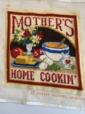 MOTHER'S HOME COOKIN', Completed Handmade Needlepoint Cross Stitch Unframed