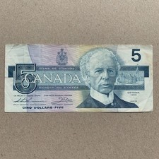 🇨🇦 1986 Canada $5 Dollar Bill Banknote Canadian 5 Dollars Currency Paper Money