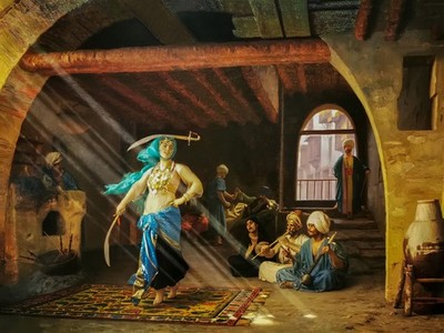 Jean Leon Gerome - Sword Dancer Sabre Dance Cafe 1890 - 17'' x 22'' Fine Art Print
