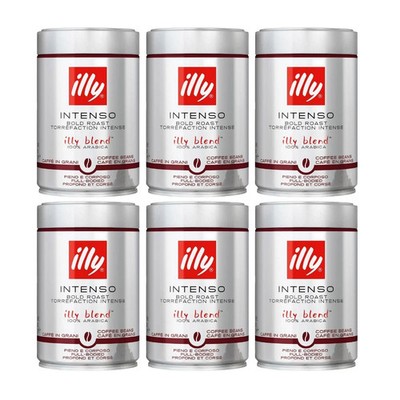 illy Inten$o Whole Bean Coffee in Tin 100% Arabica Dark Roast 250g - PACK OF 6