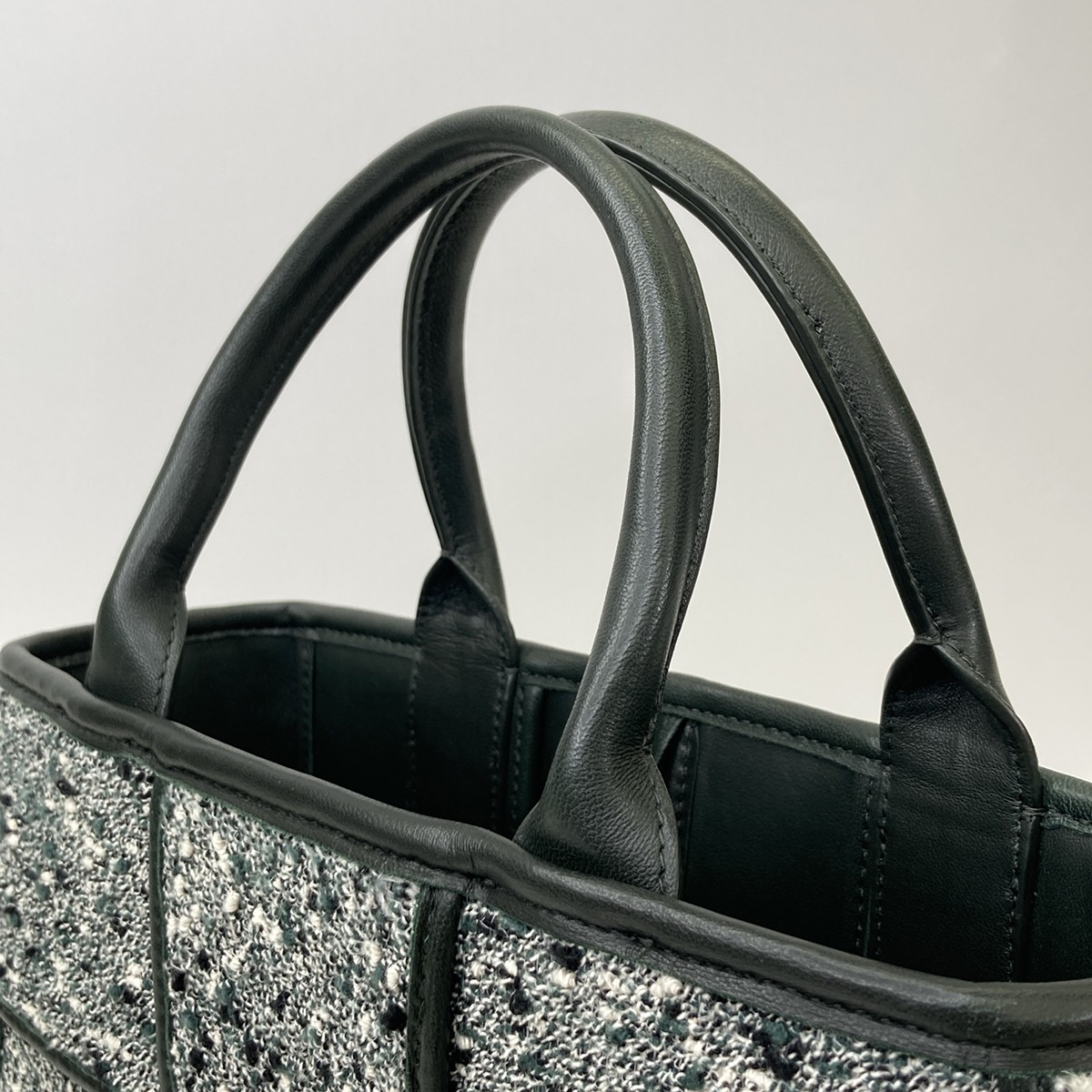 Bottega Veneta Mini Arco 2-Way Tote Tweed Leather Green Black thumbnail 6