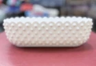 Vintage Fenton Oval White Milk Glass Hobnail Planter Dish Scalloped Edge 10”