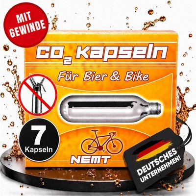 7 x Nemt Gewindekapseln Co2 16g Patronen für Bierzapfanlage, Bikekapseln