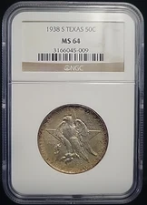 1938 S Texas Commemorative Half Dollar 50c NGC MS64 | BU Toned See Pics