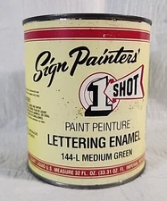 1 Shot Paint Lettering Enamel Pinstriping  1 Quart QT 144-L MEDIUM GREEN