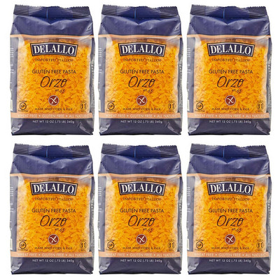 DeLallo Gluten Free Orzo Pasta, 12 oz Bag, (6 Pack), Made with Corn and Rice Flo