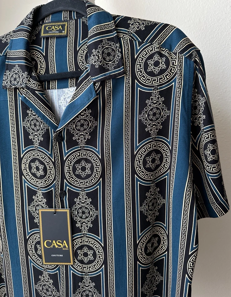 Casa Moda Woven Shirt Till/ Black Baroque Pattern Size L - Image 2 of 4