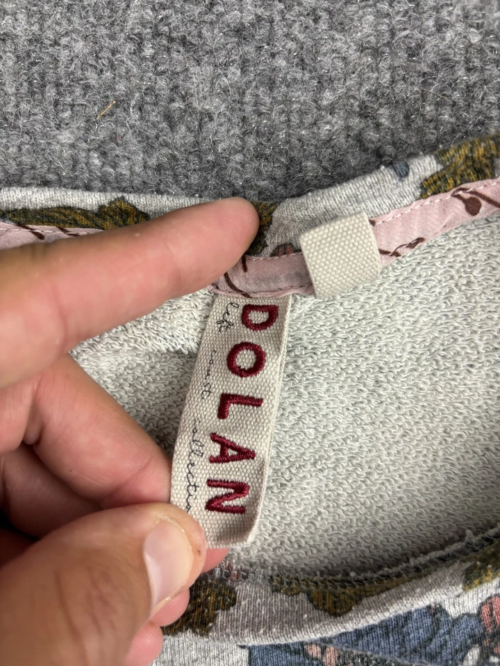 Suéter Dolan Mujer XS Gris Azul Rosa Floral Pullover Manga Rayas Hecho en EE. UU. Foto 2 de 4