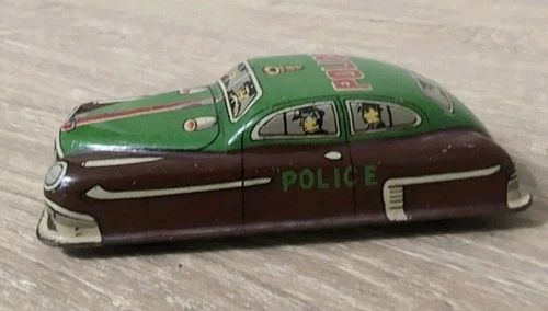 Vintage 1950s Marx Tin Friction Litho Police Car. Friction Doesn't Work.