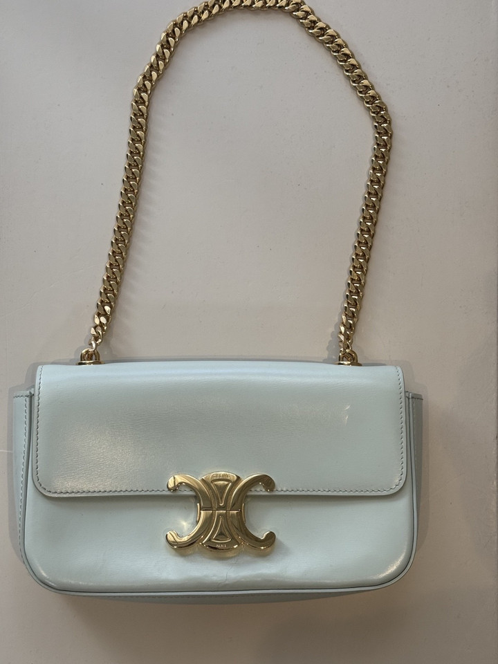 CELINE CHAIN SHOULDER BAG CLAUDE (TRIOMPHE) IN JADE