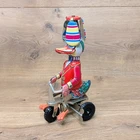 Vintage Tin Litho Windup Duck on Bike Toy Schylling Collector Series