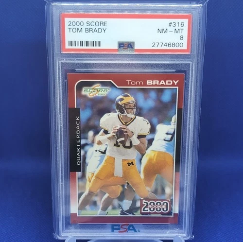 Score 2000 Rookie Tom Brady #316 PSA 8 Michigan Wolverines Football Card