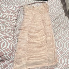 loveJ Light Pink Mesh Ruched Mini Sheath Dress Sleeveless Zip L